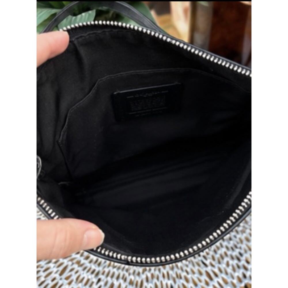 Coach C1954 Signature File Crossbody Bag Black Charcoal PVC Leather Purse - Picture 7 of 7